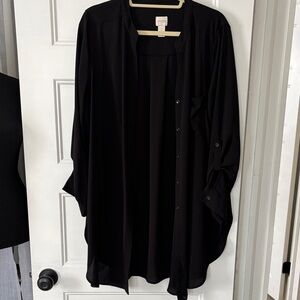 Chico's Black Flowing Button-Front Tunic